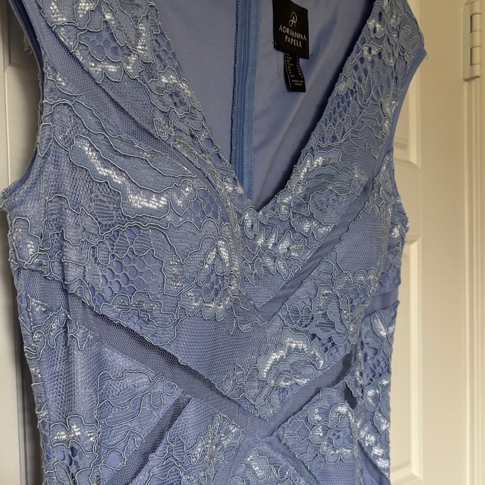 Adrianna Papell Light Blue Lace Maxi Dress - Picture 9 of 9